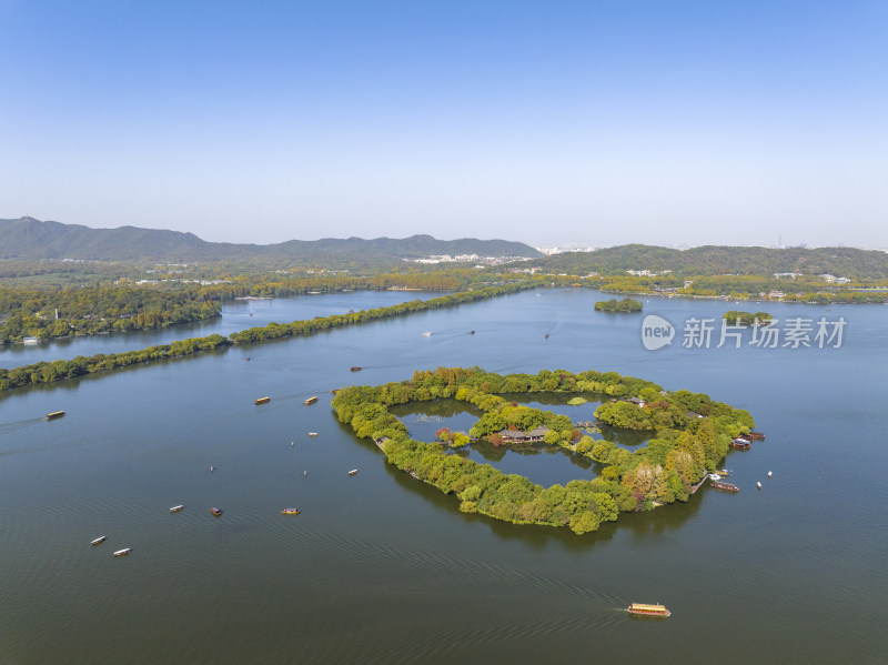 航拍杭州西湖秋日美景