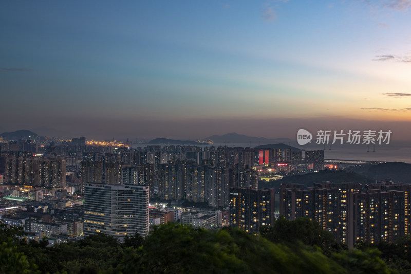 傍晚的深圳前海湾都市景观