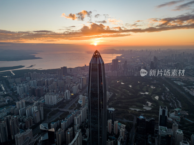 深圳城市风光，夕阳夜景，车水马龙