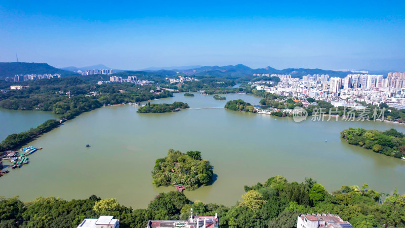 广东惠州西湖5A景区全景航拍图