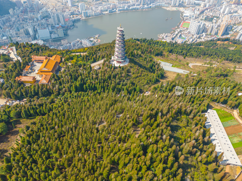 航拍云南个旧老阴山景区