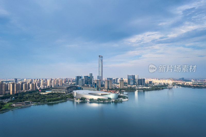 苏州金鸡湖湖东城市风景