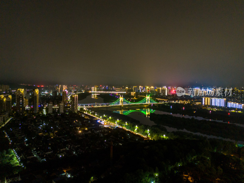 宝鸡夜景灯光中华石鼓园航拍图