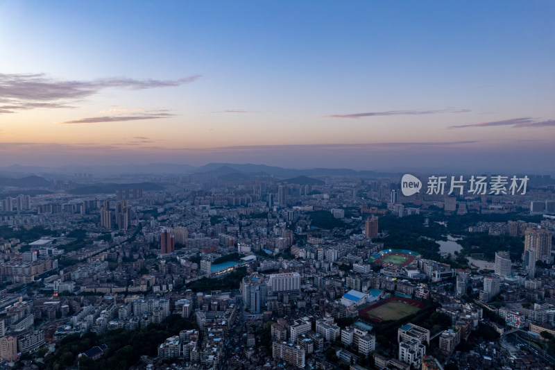 广东江门城市夕阳晚霞航拍摄影图