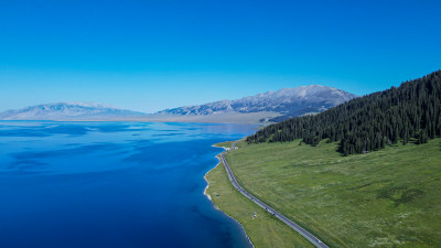 新疆赛里木湖航拍自然风光