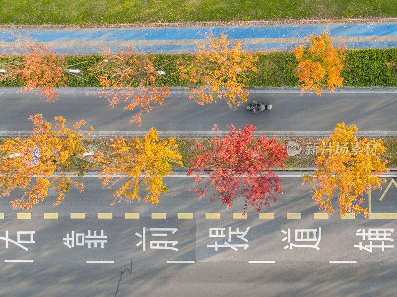 航拍昆山秋冬道路风光大景