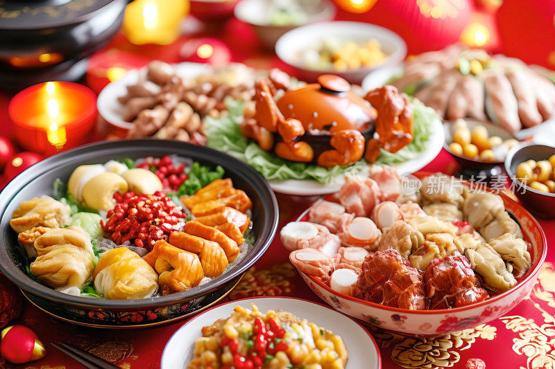 新年团圆庆祝年夜饭美食喜庆