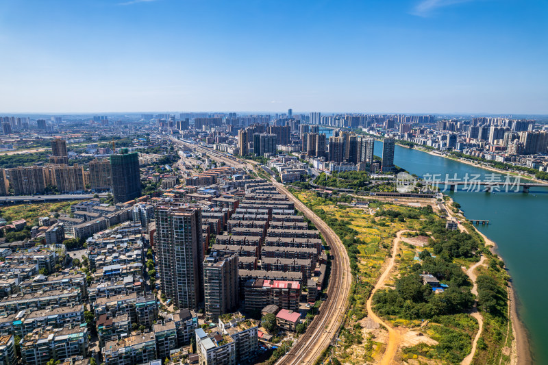 湖南衡阳城市夏天航拍风光