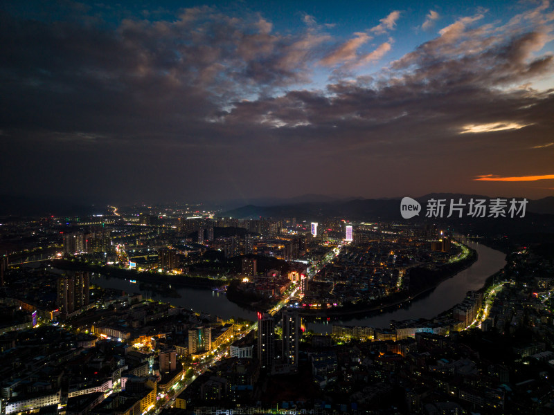 湖南怀化夜景航拍图