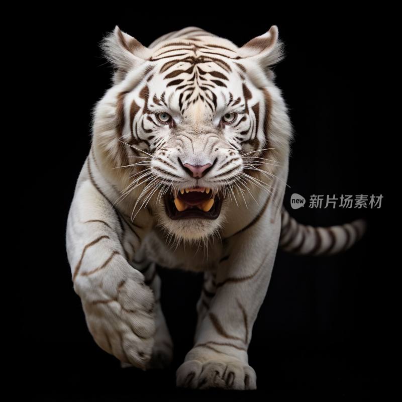 snarling white tiger，咆哮的白虎