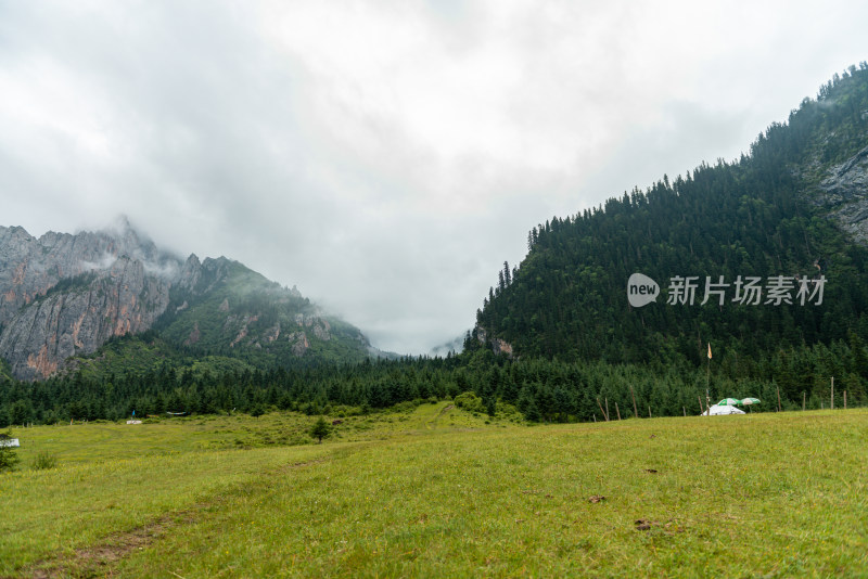 云雾缭绕的山峰草原