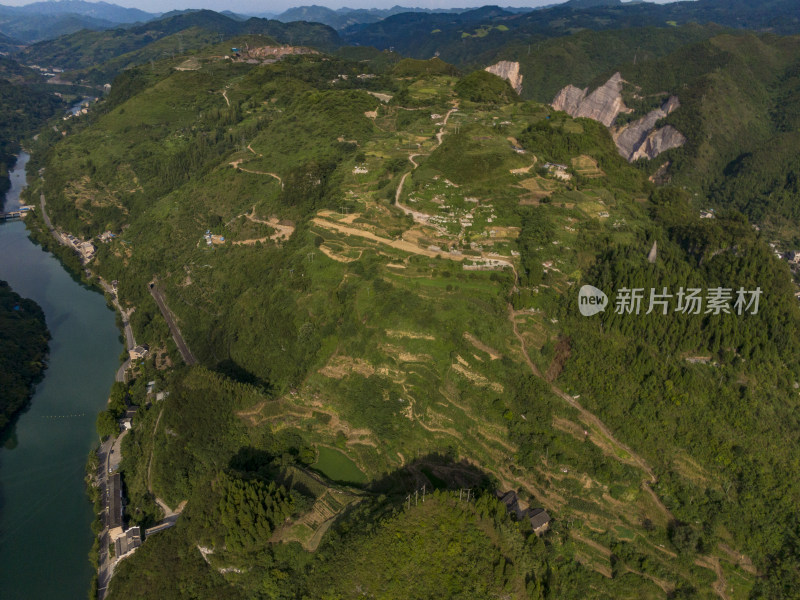 大自然秀丽山川江河航拍图