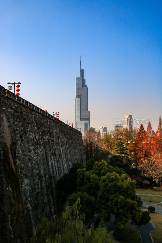 晴空下的南京紫峰大厦