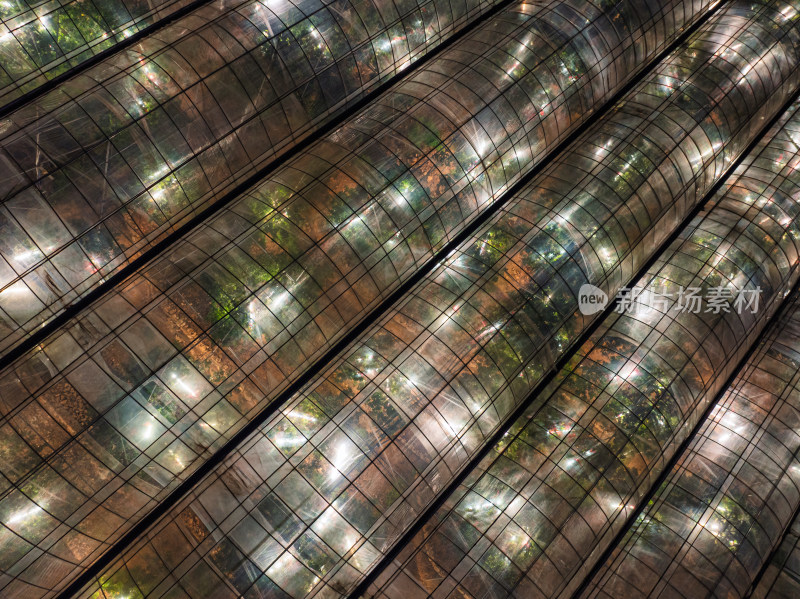 浙江兰溪智能温控大棚杨梅果园夜晚灯光航拍