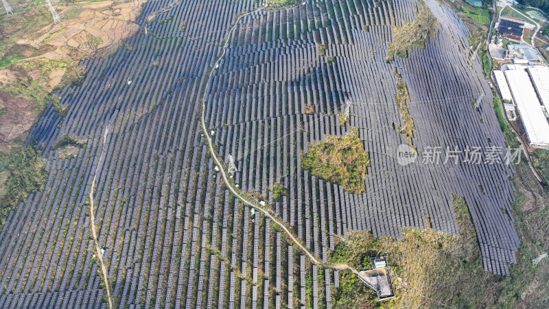 4k航拍贵州山区光伏发电站 新能源发电