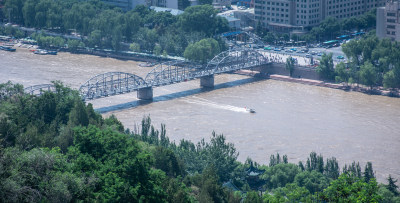 中国甘肃兰州黄河城市生态风光