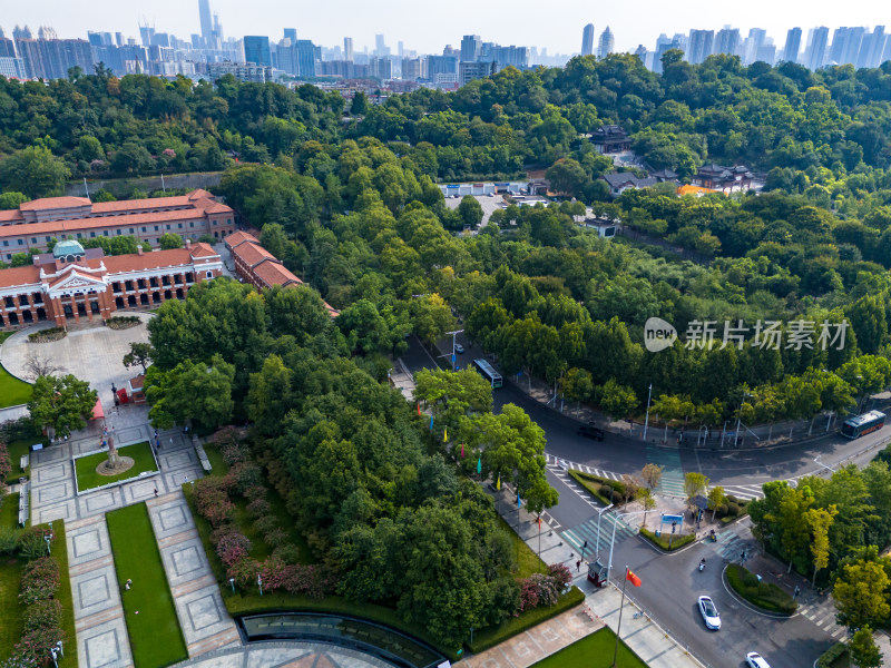 武汉辛亥革命纪念馆周边建筑交通航拍图