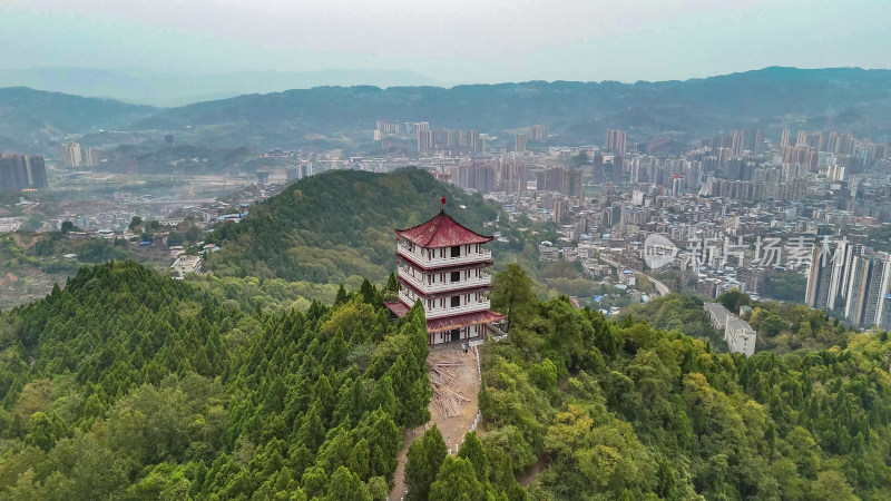 四川达州凤凰山风景名胜区航拍图