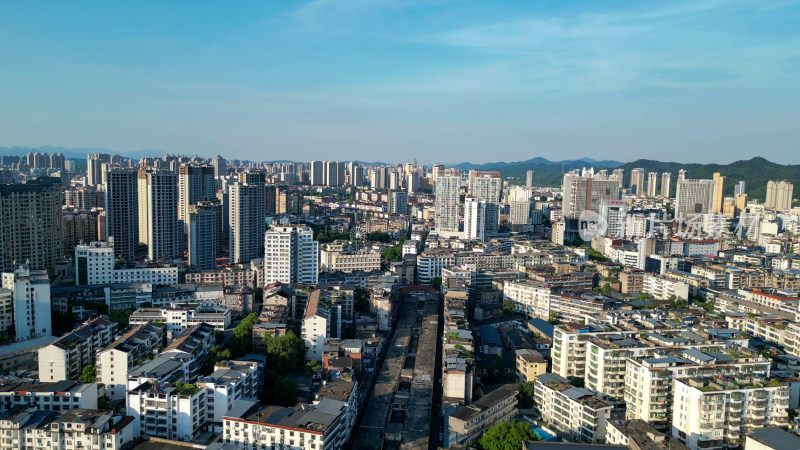 航拍江西上饶大景城市天际线