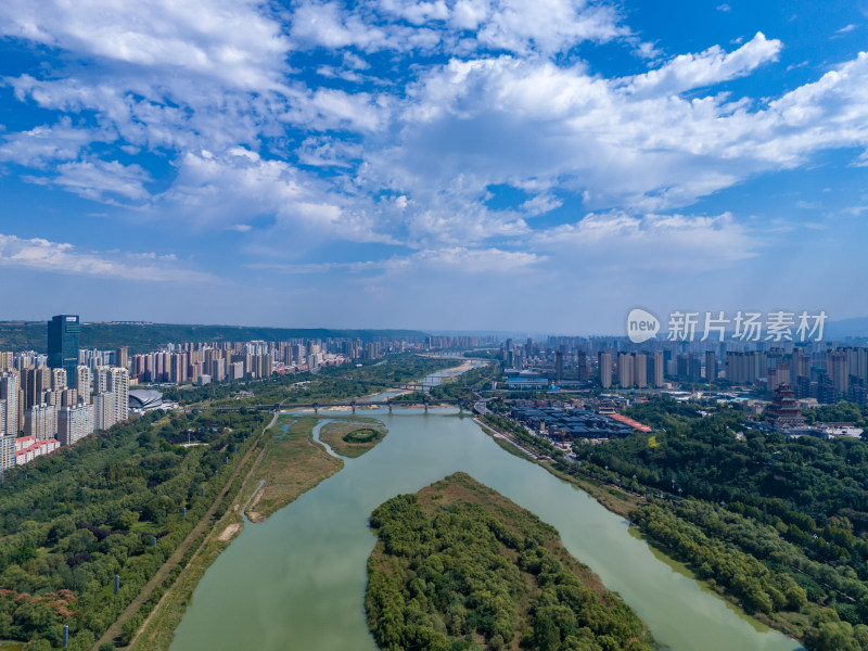 陕西宝鸡城市风光航拍图