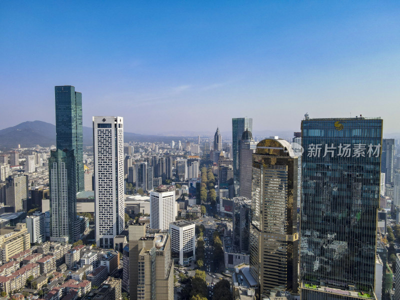江苏南京新街口商务建筑航拍摄影图