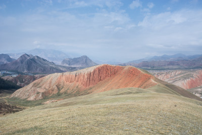 青海海北祁连山卓尔山丹霞地貌自然风光