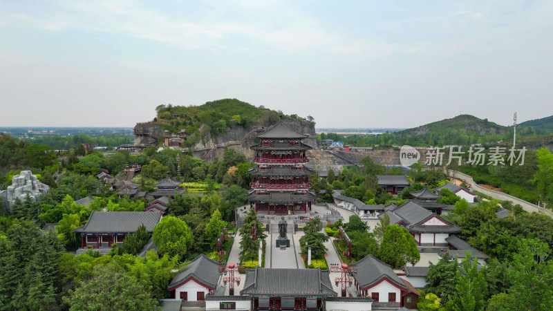 航拍河南商丘芒砀山旅游区夫子山景区