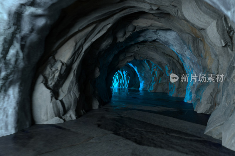 岩石洞穴里传出的光亮 3D渲染