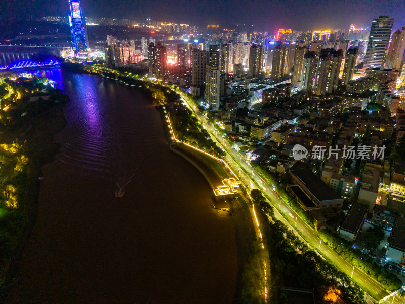 兰州黄河夜景航拍图