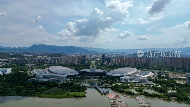 航拍福建福州海峡国际会展中心