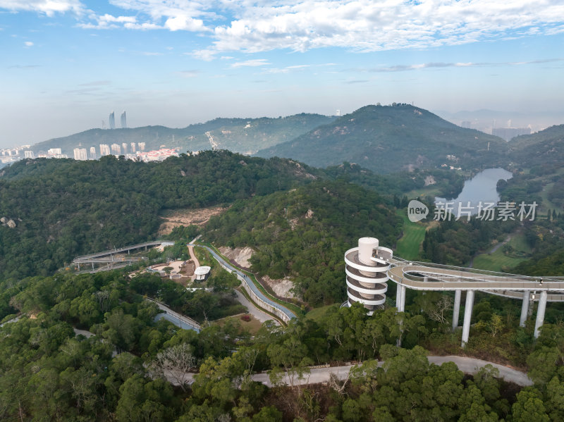 福建厦门观海山公园圆形栈道航拍