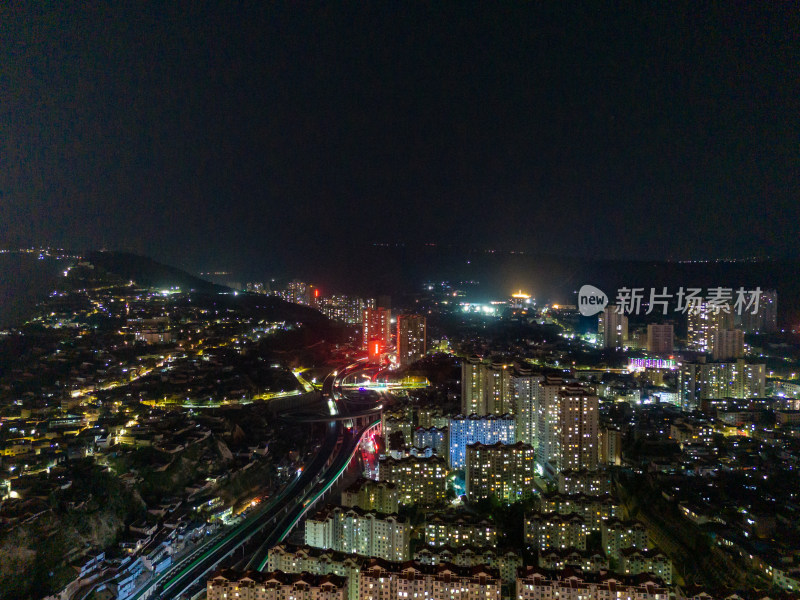 兰州城市夜景灯光航拍图