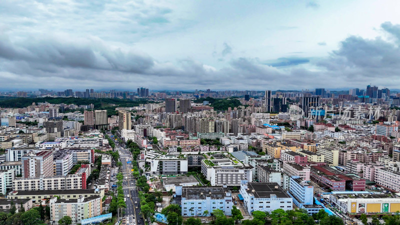 广东深圳城市风光龙华区城市建设航拍图