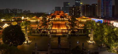 杭州拱墅区大兜路街区香积寺夜景