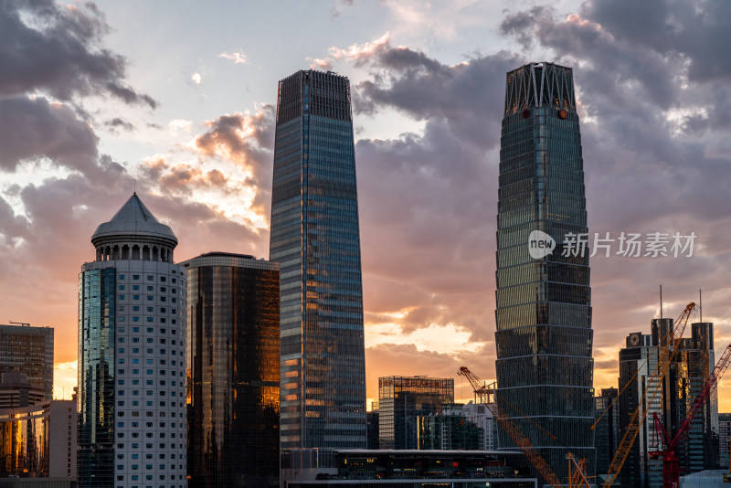 北京国贸CBD日落夜景