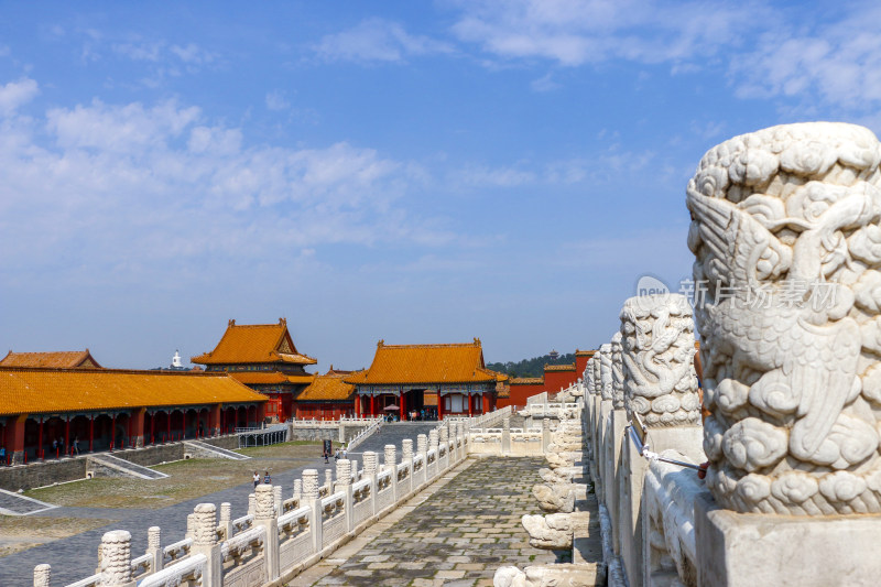 故宫景观建筑与石栏杆的宏伟景象