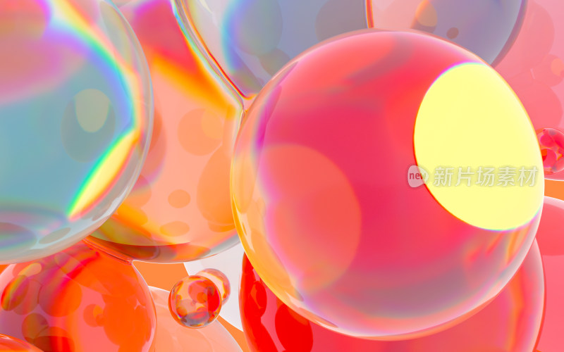 彩色透明玻璃球体 3D渲染