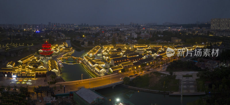 安徽省滁州市太平古城夜景航拍