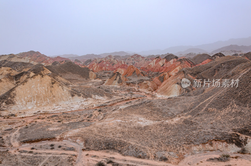 甘肃张掖七彩丹霞旅游景区多彩地质自然风光