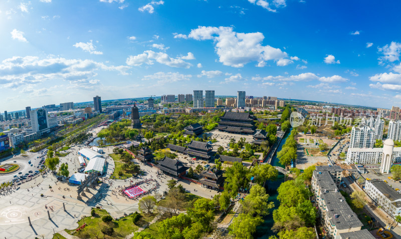 辽宁辽阳城市风景航拍广佑寺与辽阳白塔