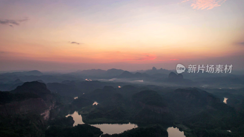 广东韶关丹霞山5A景区晚霞日落夕阳航拍