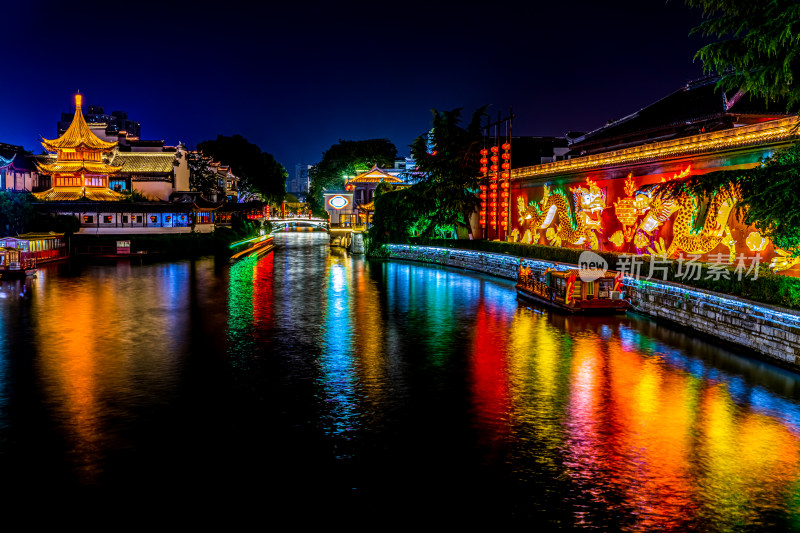 南京夫子庙秦淮河夜景