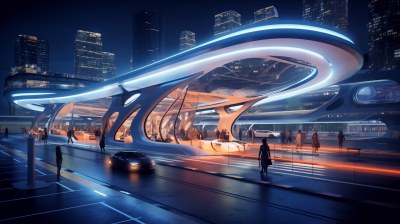 未来科幻科技感城市交通未来城市概念背景
