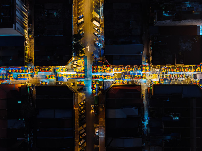 马来西亚吉隆坡夜景街道航拍