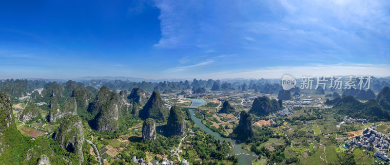 山水环绕的桂林城市风光全景鸟瞰