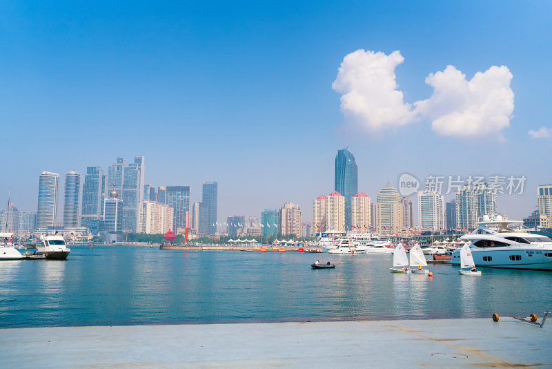 青岛浮山湾夏季航拍全景