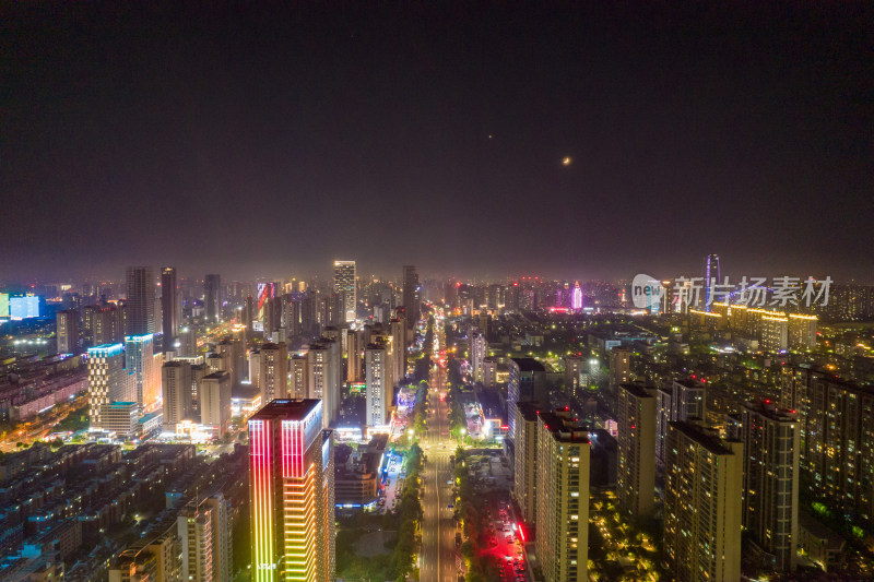 山东日照城市夜景灯光航拍摄影图