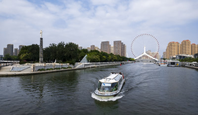 引滦入津海河永乐码头天津之眼城市风光