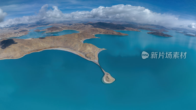 西藏山南羊卓雍措圣湖神湖蓝色高空航拍