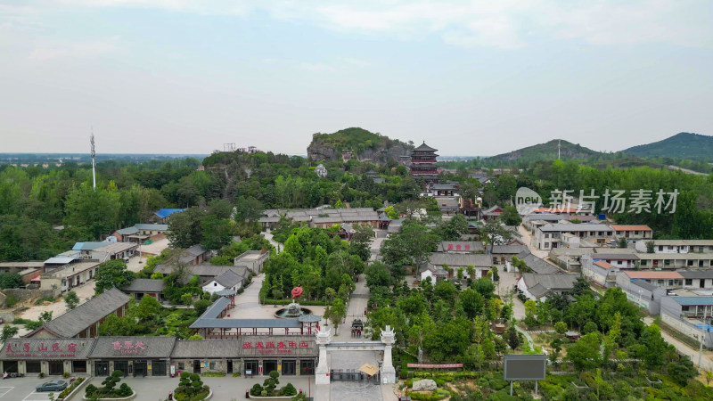 航拍河南商丘芒砀山旅游区夫子山景区